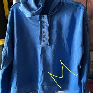 Woman Blue Hooded Sweater